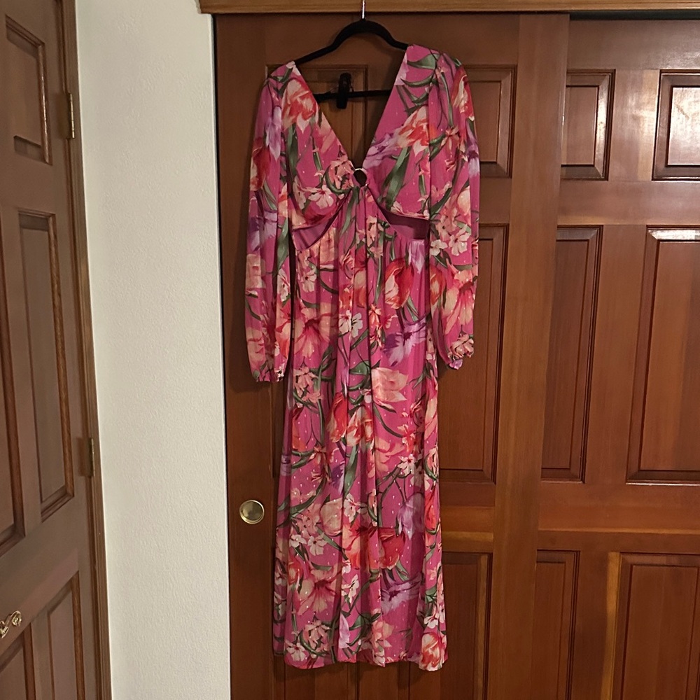 Floral Pink Long Sleeve Dress